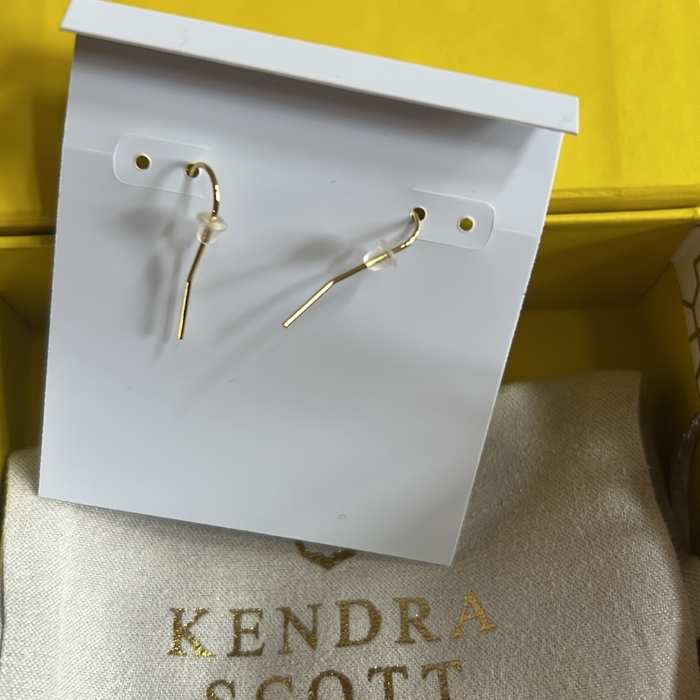 NWOT Kendra Scott Gold and Iridescent Drop Earrings (with box and dust bag) - Picture 5 of 5